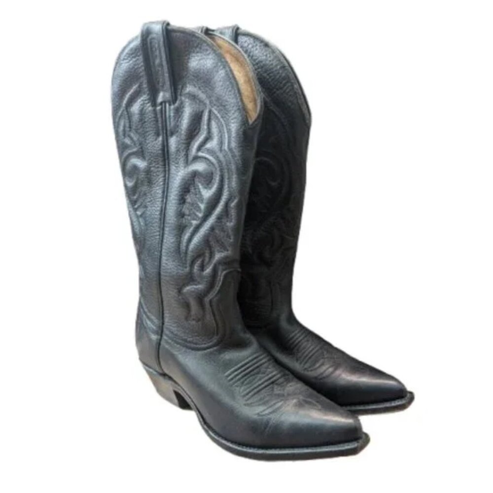 Women's Black Western Heeled Cowboy Boots